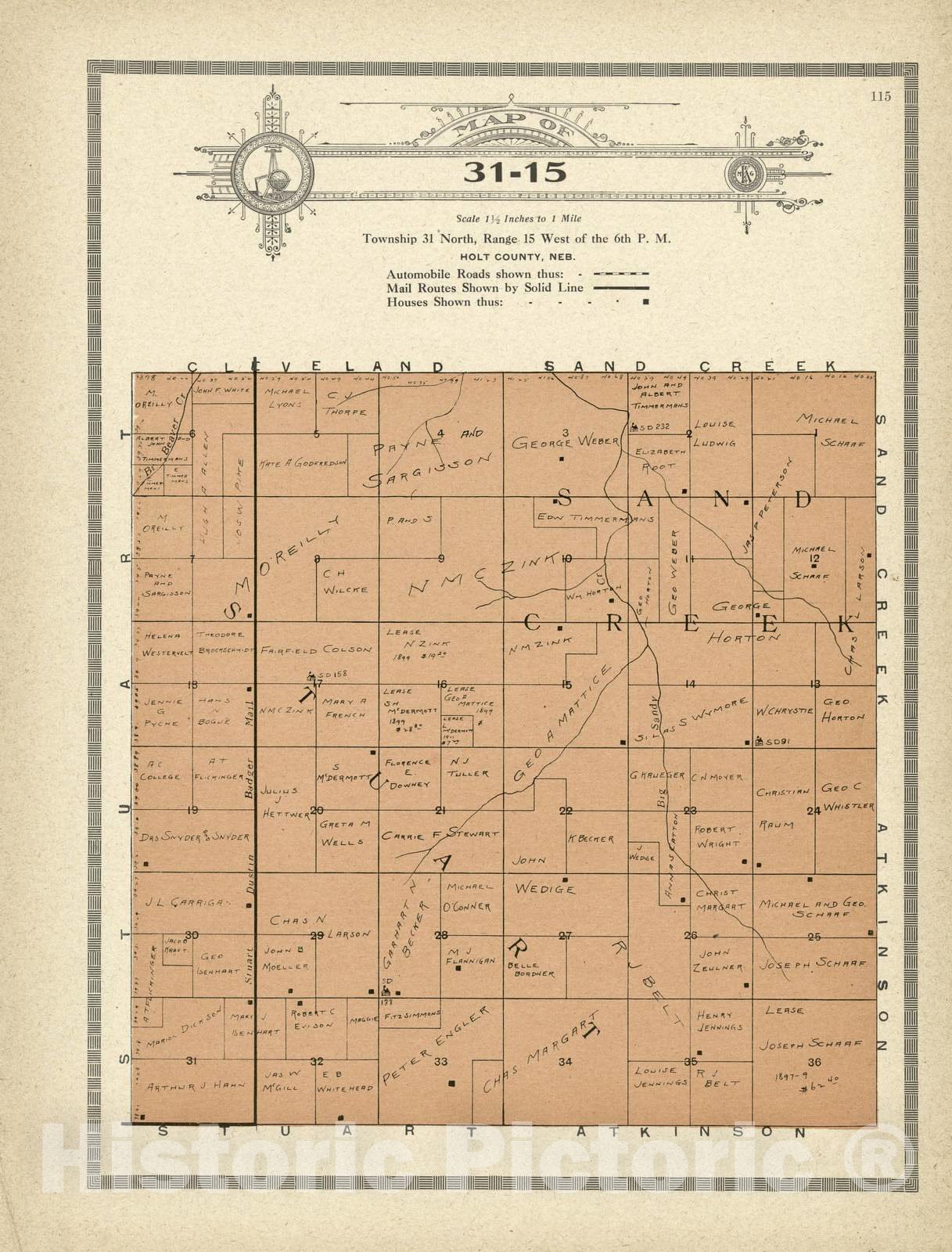 Historic 1915 Map - Atlas and plat Book of Holt County, Nebraska - Map of 31-15 - Standard Atlas and Directory of Holt County, Nebraska