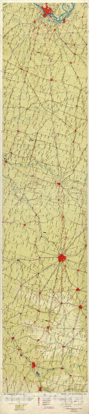 Historic 1924 Map - Aeronautical Strip maps of The United States. - No. 52, 1927 - Air Corps map