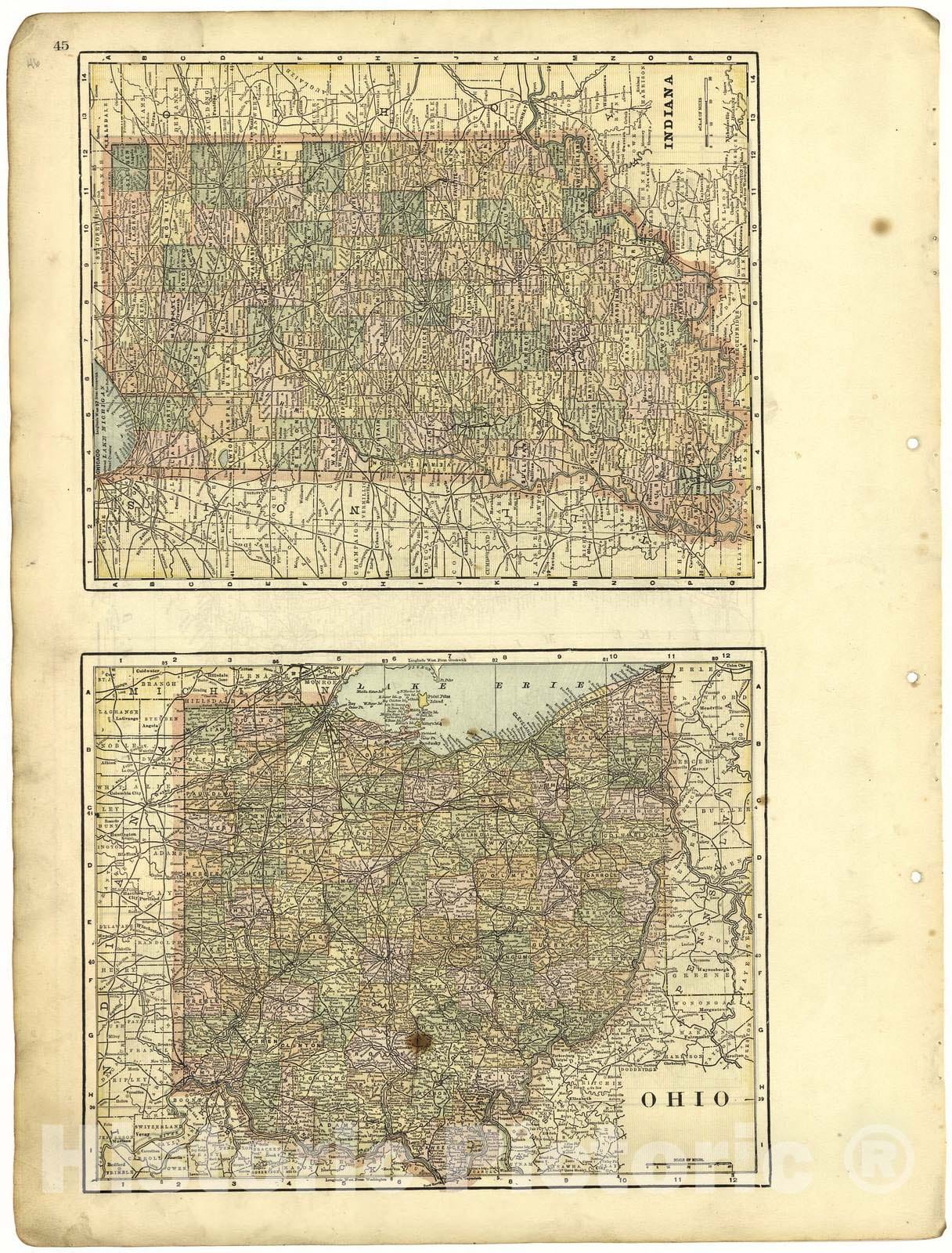 Historic 1896 Map - Riddell's Greene County Atlas, 1896. - Ohio; Indiana - Riddell's Atlas of Greene County, Ohio :