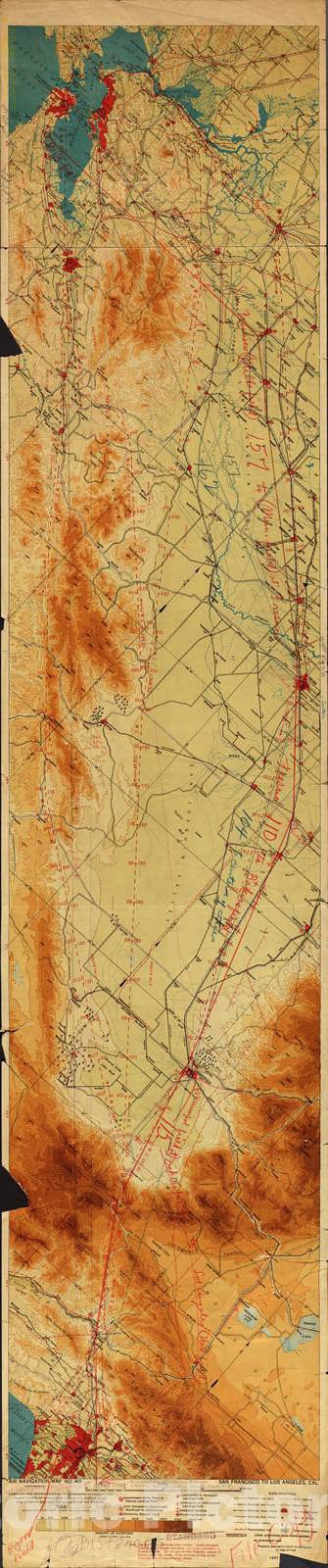 Historic 1924 Map - Aeronautical Strip maps of The United States. - No. 40, 1926 - Air Corps map