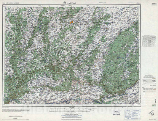 Historic 1955 Map - India and Pakistan 1:250,000. - Saugor, 1959