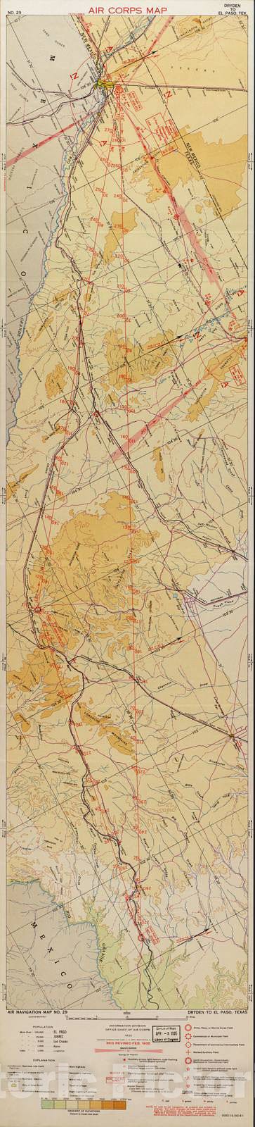 Historic 1924 Map - Aeronautical Strip maps of The United States. - No. 29, 1932 - rev. Feb. 1935 - Air Corps map