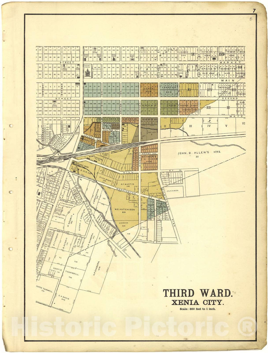 Historic 1896 Map - Riddell's Greene County Atlas, 1896. - Third Ward Xenia City - Riddell's Atlas of Greene County, Ohio :