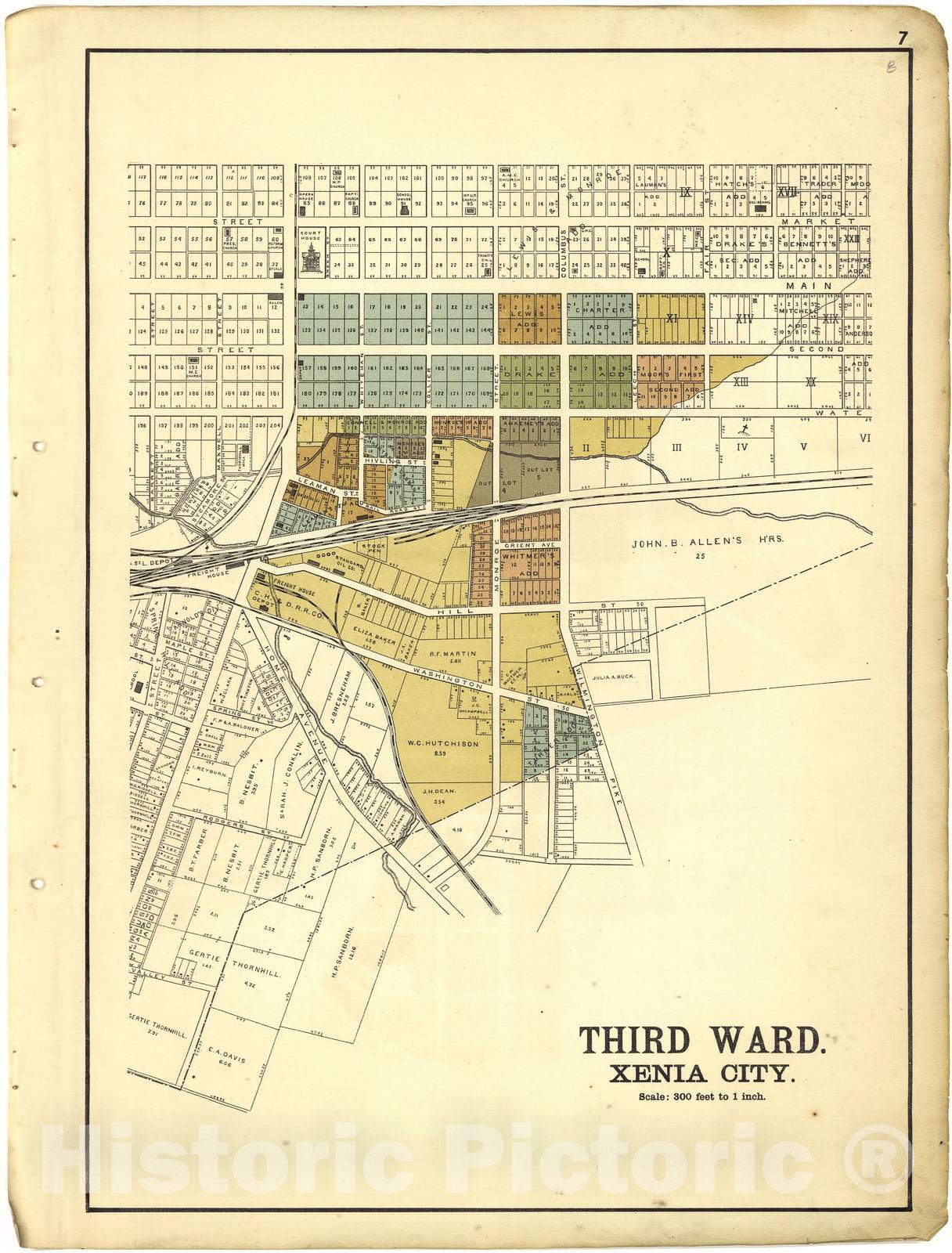 Historic 1896 Map - Riddell's Greene County Atlas, 1896. - Third Ward Xenia City - Riddell's Atlas of Greene County, Ohio :