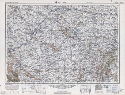 Historic 1955 Map - India and Pakistan 1:250,000. - Bellary, 1961
