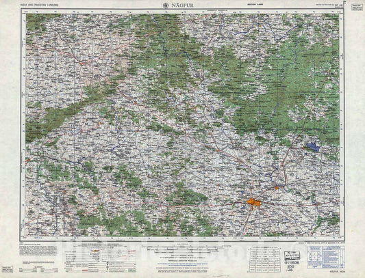 Historic 1955 Map - India and Pakistan 1:250,000. - Nagpur, 1959
