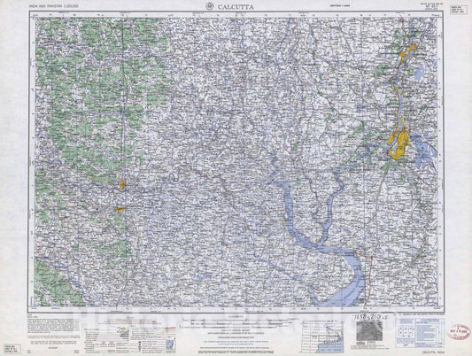 Historic 1955 Map - India and Pakistan 1:250,000. - Calcutta, 1964