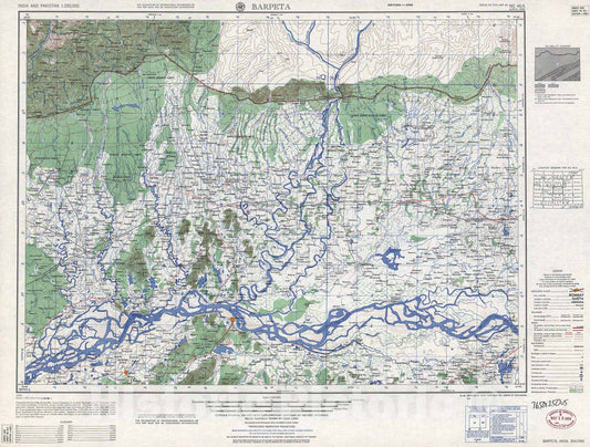 Historic 1955 Map - India and Pakistan 1:250,000. - Barpeta, India, Bhutan 1959