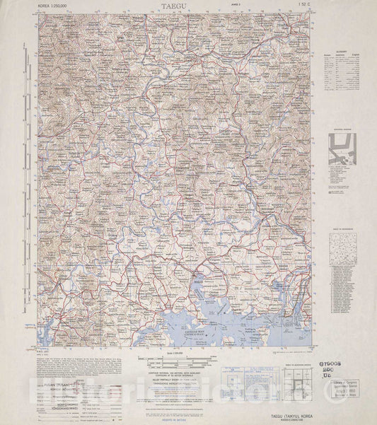 Historic 1944 Map - Korea 1:250,000 - Taegu, 1950 - Series L551