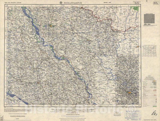 Historic 1955 Map - India and Pakistan 1:250,000. - Muzaffarpur, India,Nepal, 1959
