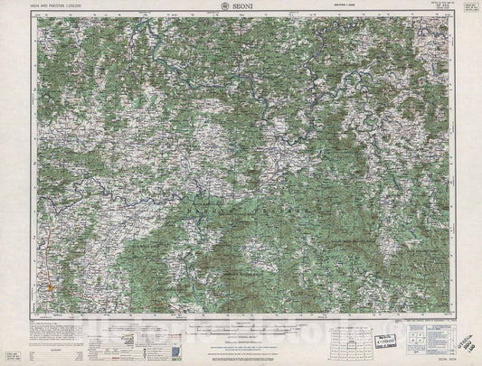 Historic 1955 Map - India and Pakistan 1:250,000. - Seoni, 1959