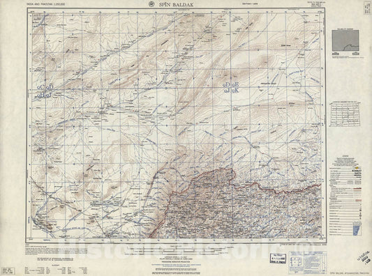 Historic 1955 Map - India and Pakistan 1:250,000. - Spin Baldak, Afghanistan, Pakistan 1959