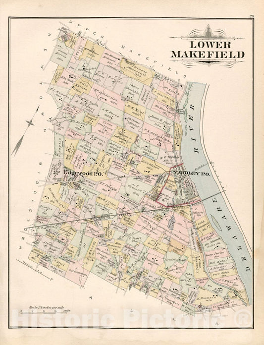 Historic 1891 Map - Atlas of Bucks Co, Penna. - Lower Makefield - Atlas of Bucks County, Pennsylvania
