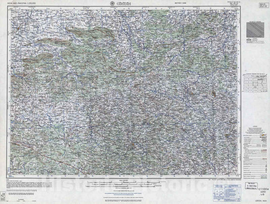 Historic 1955 Map - India and Pakistan 1:250,000. - Giridih, India, 1962