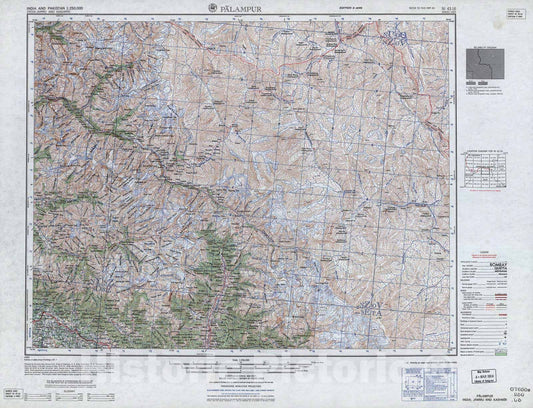 Historic 1955 Map - India and Pakistan 1:250,000. - Palampur, India, Jammu and Kashmir 1963