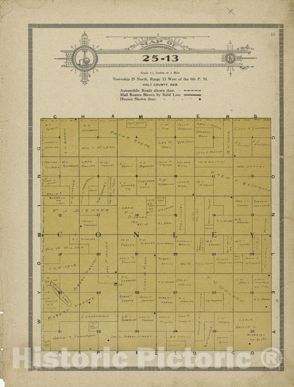 Historic 1915 Map - Atlas and plat Book of Holt County, Nebraska - Map of 25-13 - Standard Atlas and Directory of Holt County, Nebraska