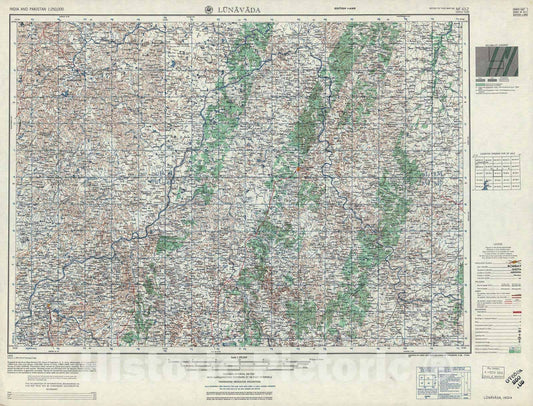 Historic 1955 Map - India and Pakistan 1:250,000. - Lunavada, 1959
