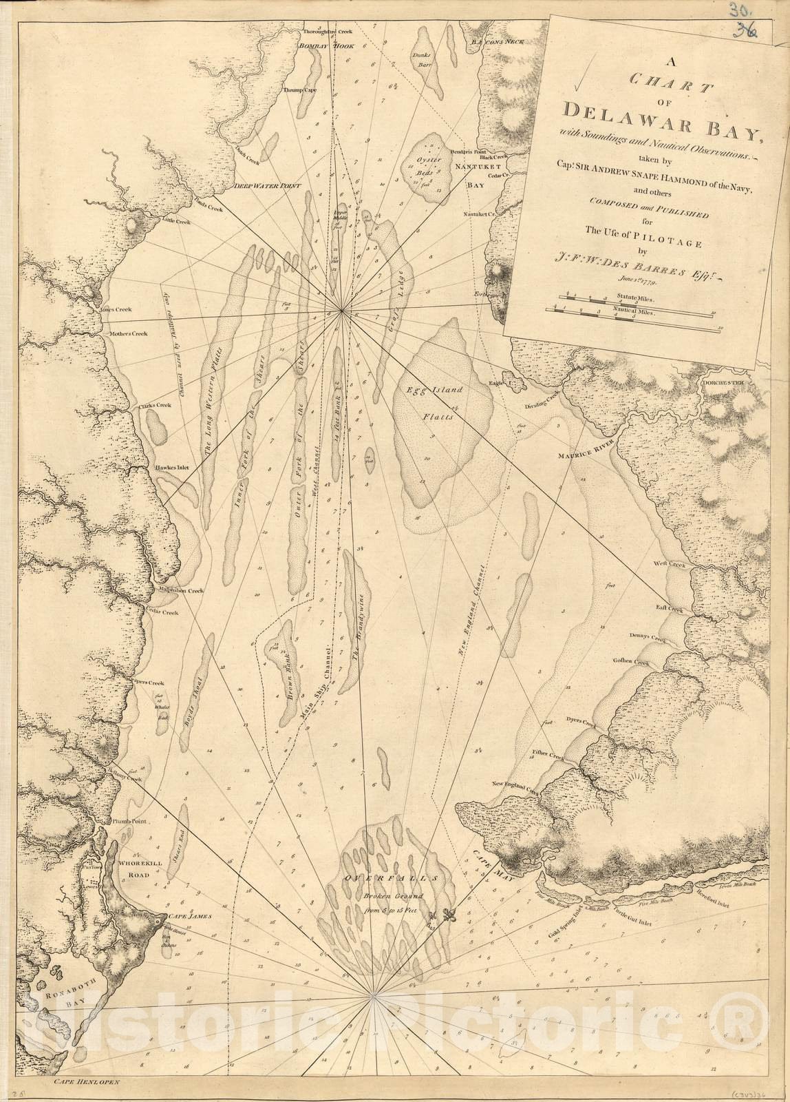 Historic 1800 Map - The Atlantic Neptune - Delware Bay