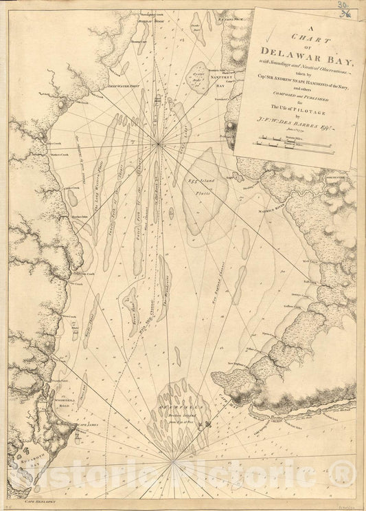 Historic 1800 Map - The Atlantic Neptune - Delware Bay