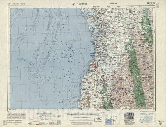 Historic 1955 Map - India and Pakistan 1:250,000. - Navsari, 1963