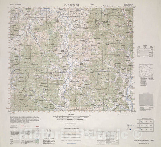 Historic 1945 Map - Korea 1:50,000 - Tungon-Ni, 1950 - Series L751