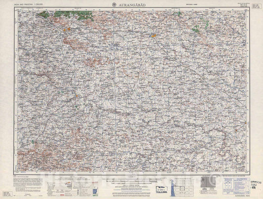 Historic 1955 Map - India and Pakistan 1:250,000. - Aurangabad, 1960