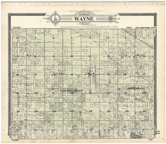 Historic 1907 Map - Standard Atlas of Fulton County, Indiana - Map of Wayne Township