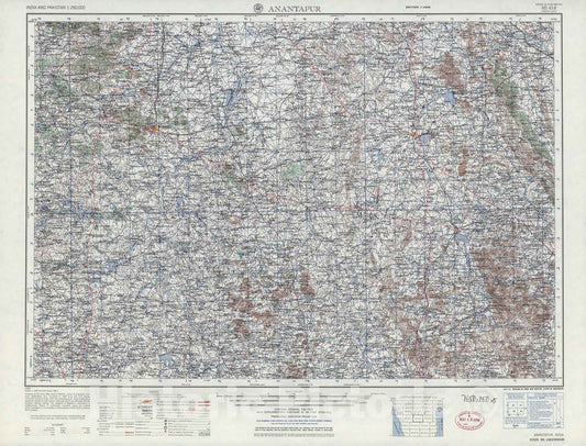 Historic 1955 Map - India and Pakistan 1:250,000. - Anantapur, 1961