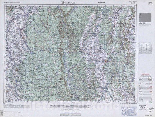 Historic 1955 Map - India and Pakistan 1:250,000. - Shivpuri, India 1962