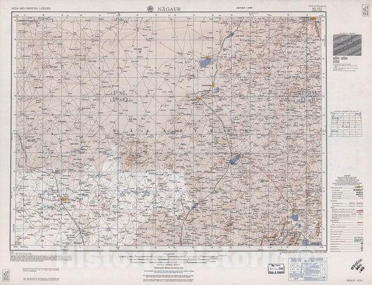 Historic 1955 Map - India and Pakistan 1:250,000. - Nagaur, India 1959