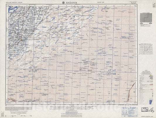 Historic 1955 Map - India and Pakistan 1:250,000. - Khanpur, Pakistan, India 1959