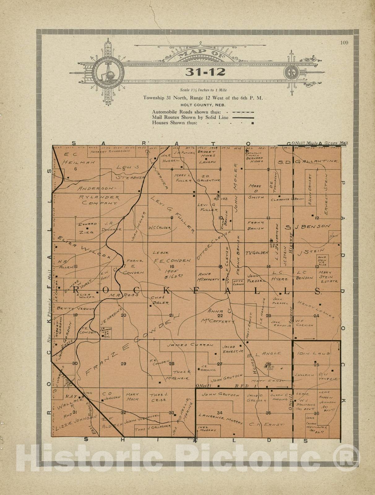 Historic 1915 Map - Atlas and plat Book of Holt County, Nebraska - Map of 31-12 - Standard Atlas and Directory of Holt County, Nebraska