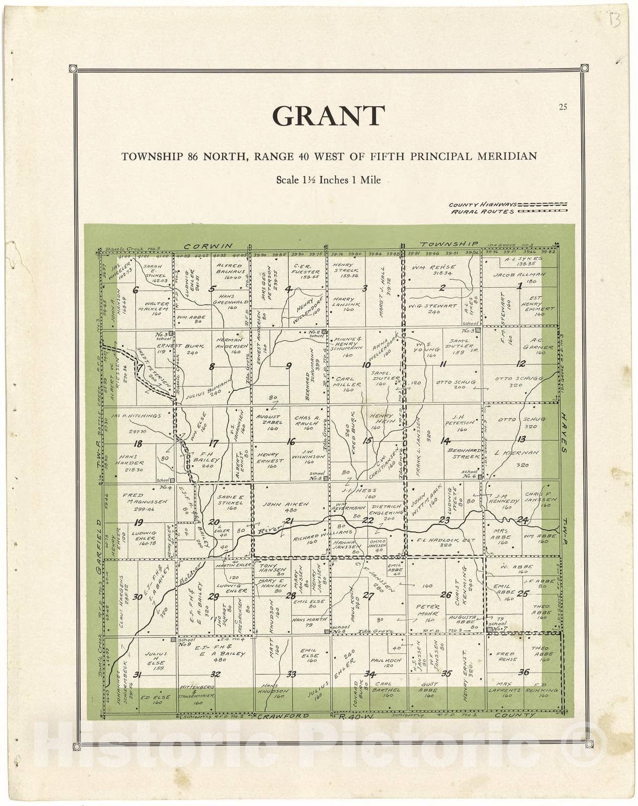 Historic 1920 Map - Atlas of Ida County, Iowa - Grant