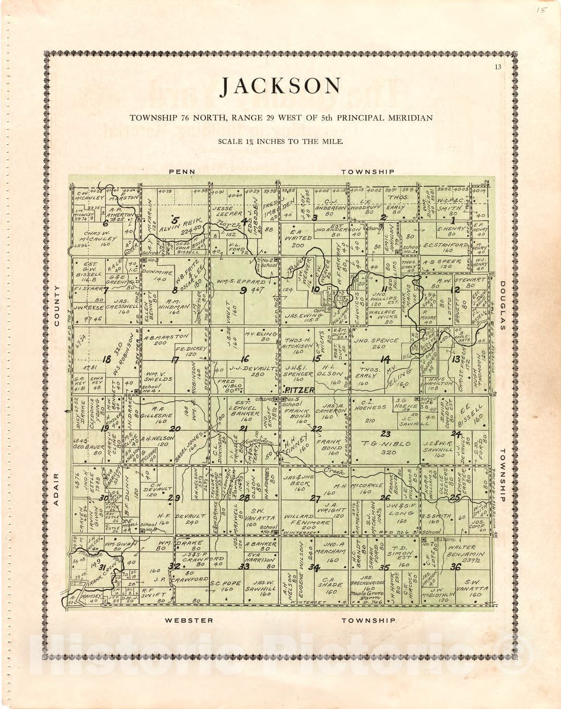 Historic 1912 Map - Atlas of Madison County, Iowa - Jackson - Madison County Atlas