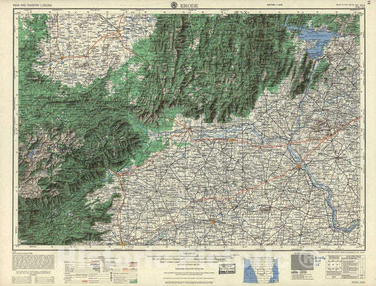 Historic 1955 Map - India and Pakistan 1:250,000. - Erode, 1955