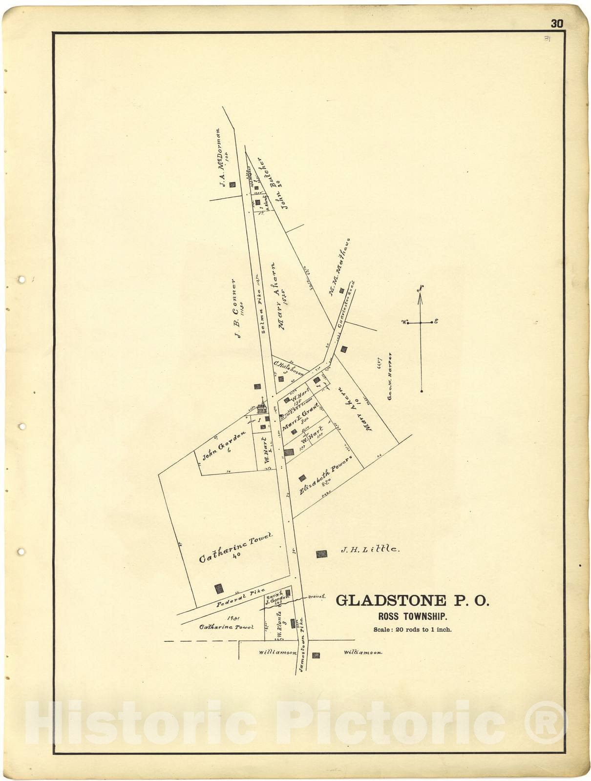 Historic 1896 Map - Riddell's Greene County Atlas, 1896. - Gladstone P.O. - Riddell's Atlas of Greene County, Ohio :