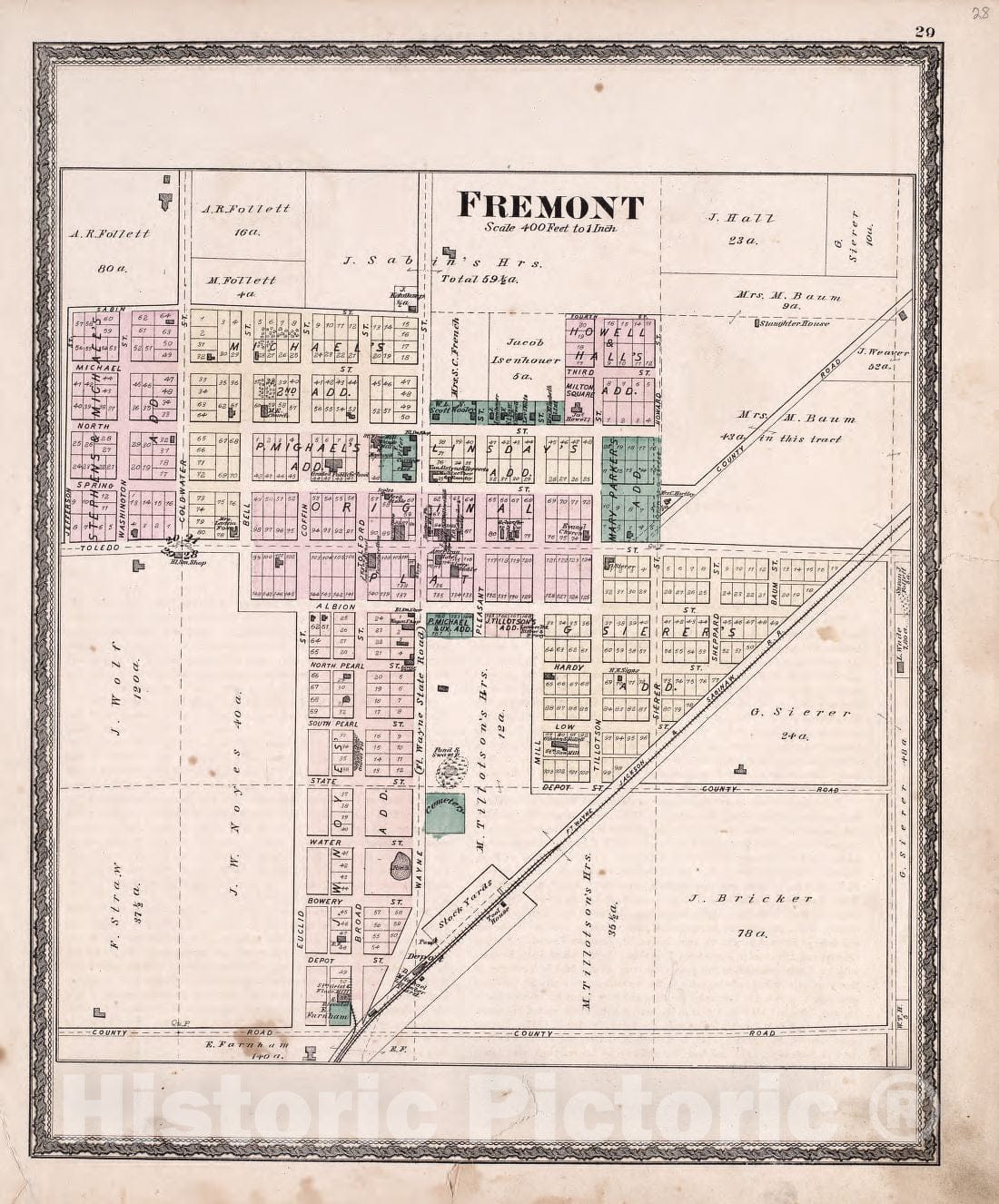 Historic 1880 Map - Atlas of Steuben Co, Indiana - Fremont - Illustrated Historical Atlas of Steuben County, Indiana
