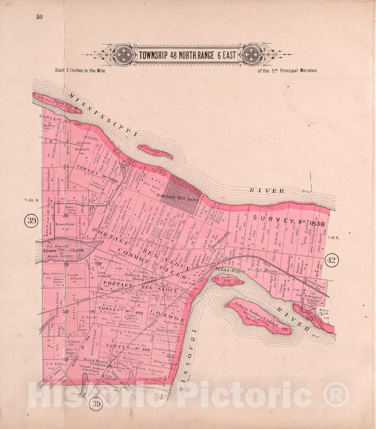 Historic 1905 Map - Plat Book of St. Charles County, Missouri - Twp 48 North Range 3 East - Plat Book of Saint Charles County, Missouri