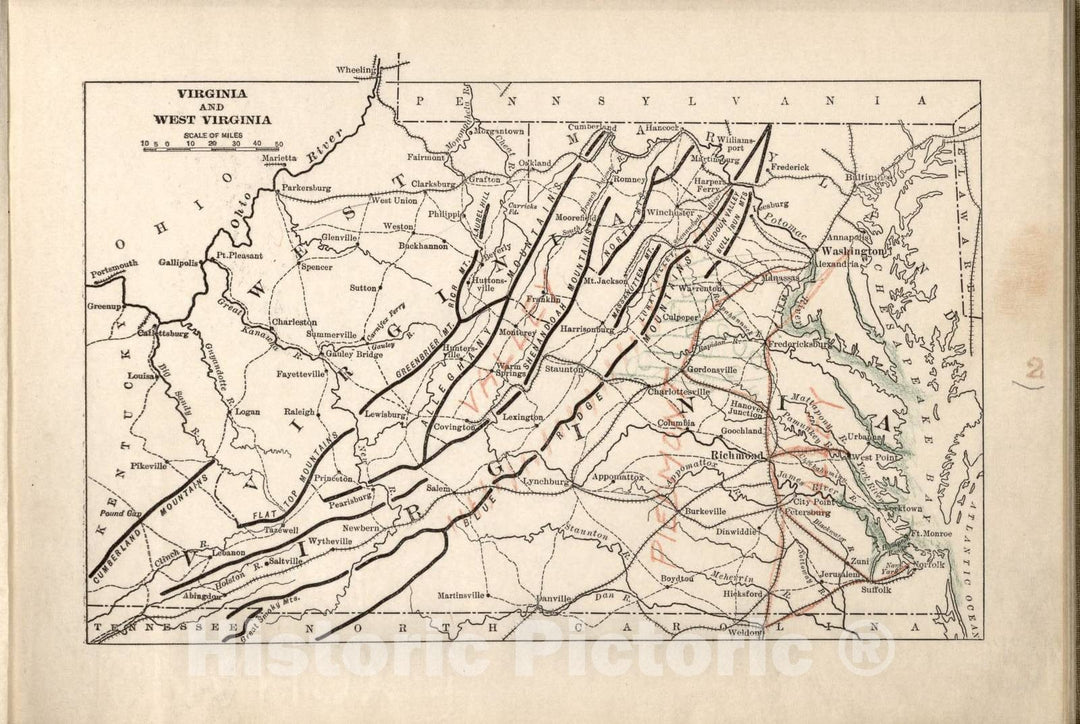 Historic 1914 Map - Campaigns of The American Civil War-Atlas - Virginia and West Virginia - American Civil War Atlas
