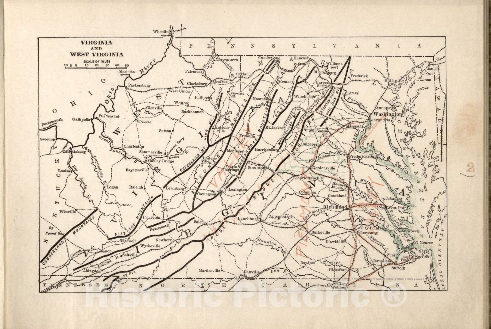 Historic 1914 Map - Campaigns of The American Civil War-Atlas - Virginia and West Virginia - American Civil War Atlas