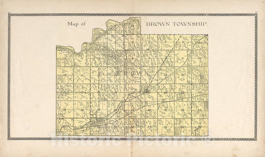 Historic 1898 Map - The Revised Montgomery County Atlas - Map of Brown Township - Illustrated Atlas of Montgomery County, Indiana