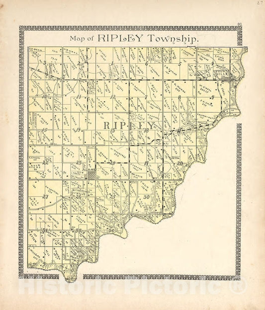Historic 1898 Map - The Revised Montgomery County Atlas - Map of Ripley Township - Illustrated Atlas of Montgomery County, Indiana