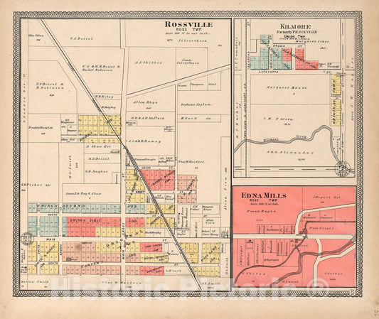 Historic 1903 Map - 20th Century Atlas of Clinton County, Indiana - Map of Ross Township - Twentieth Century Atlas of Clinton County, Indiana