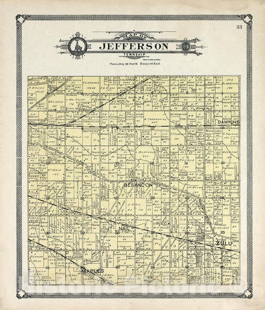 Historic 1907 Map - Plat Book of Allen County, Indiana. - Map of Jefferson Township
