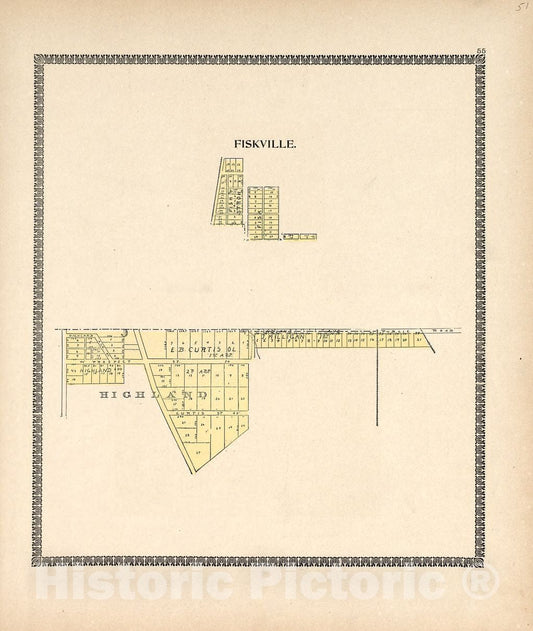 Historic 1898 Map - The Revised Montgomery County Atlas - Fiskville; Highland - Illustrated Atlas of Montgomery County, Indiana