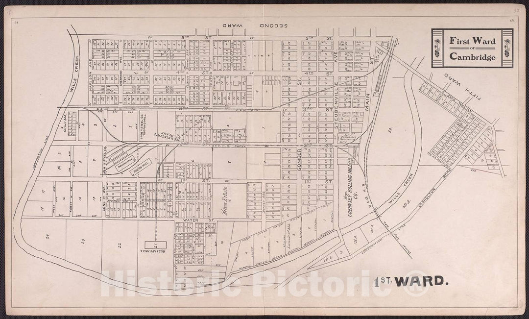 Historic 1902 Map - Illustrated Atlas of Guernsey County, Ohio. - First Ward of Cambridge - Atlas of Guernsey County, Ohio
