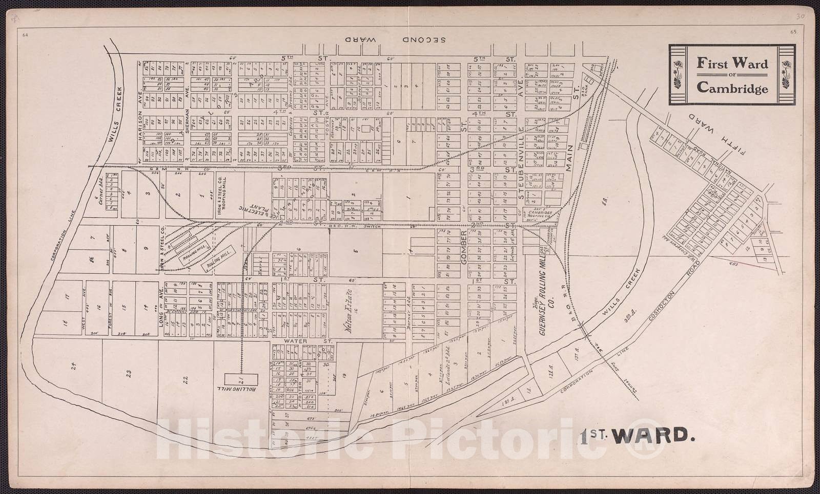 Historic 1902 Map - Illustrated Atlas of Guernsey County, Ohio. - First Ward of Cambridge - Atlas of Guernsey County, Ohio