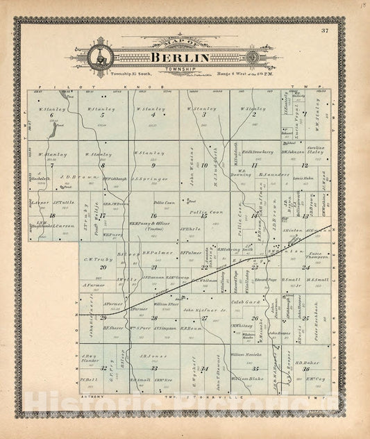 Historic 1902 Map - Standard Atlas of Harper County, Kansas - Map of Berlin Township