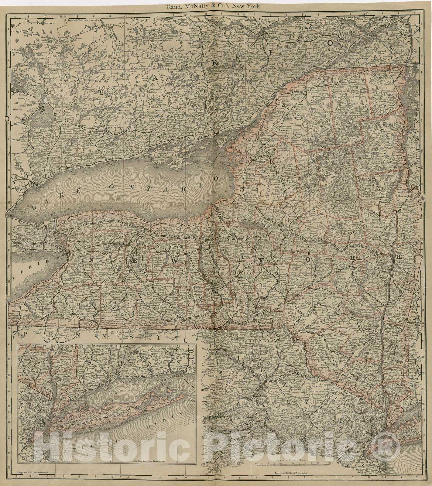 Historic 1878 Map - Rand McNally & Co's Business Atlas - Rand, McNally & Co.'s New York -
