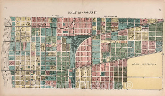 Historic 1907 Map - Standard Atlas of Vigo County, Indiana - Locust Street to Poplar Street - County of Vigo, Indiana